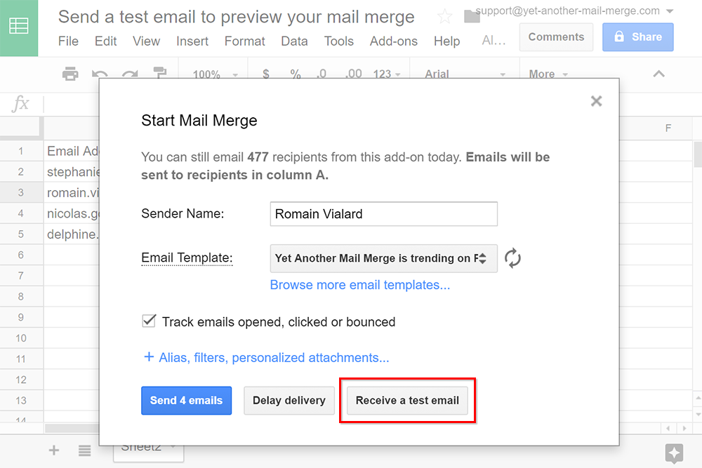 Email preview: Receive a test email before starting your mail merge ...