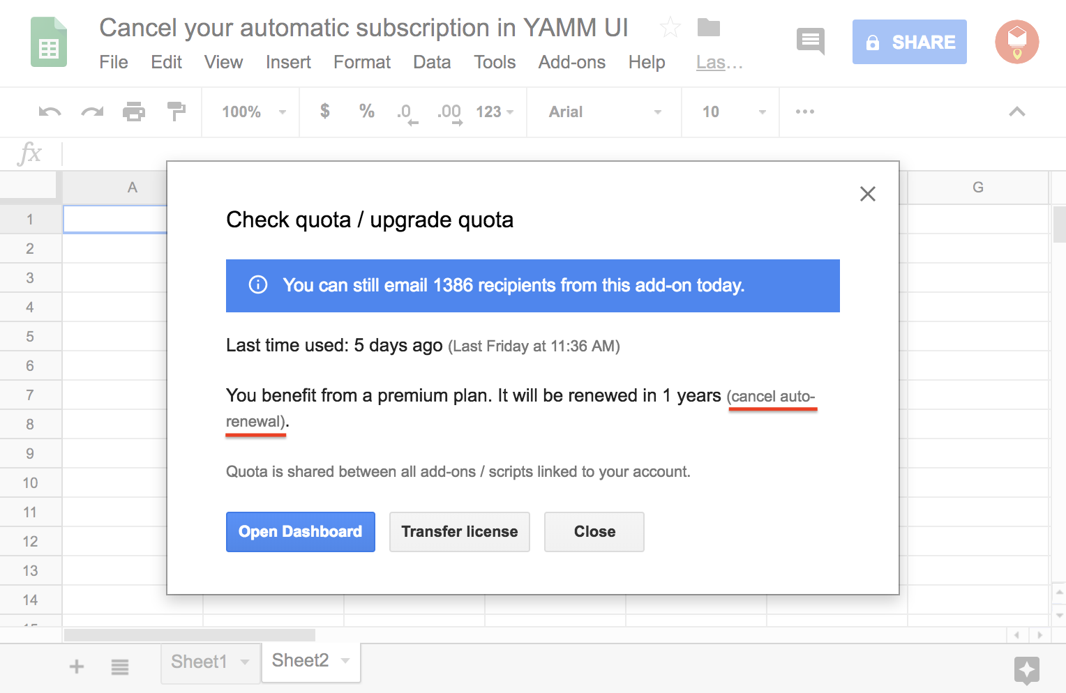 Cancel the auto-renewal of your YAMM subscription – Documentation - Yet ...