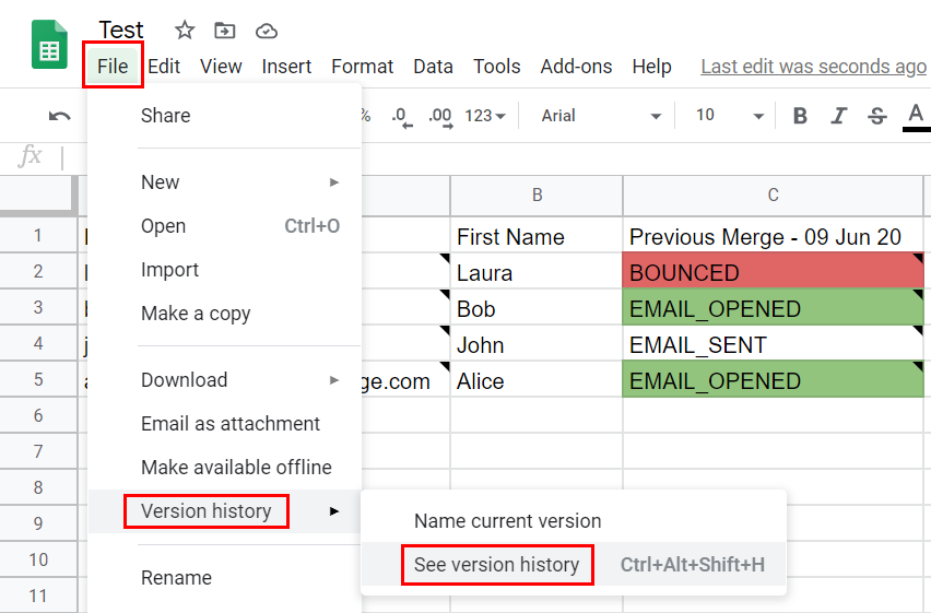 quick spreadsheet mail merge