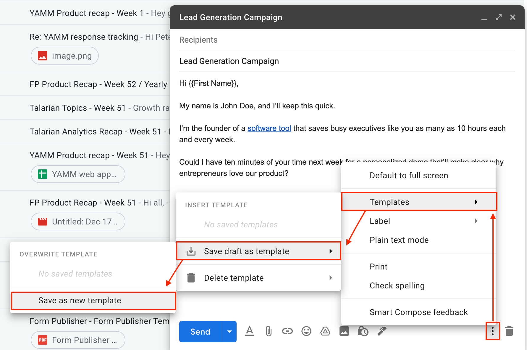 How to use saved Gmail templates with YAMM Documentation Yet