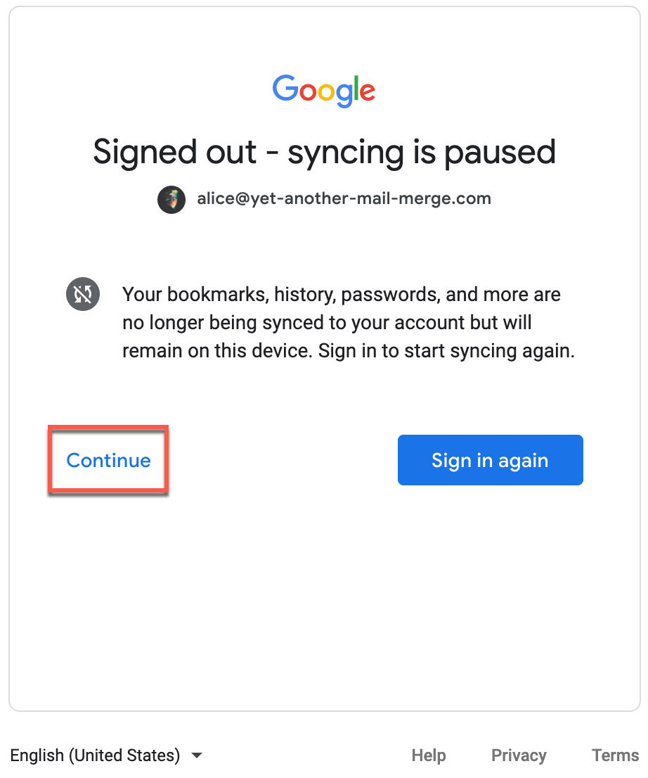 Sign out google account