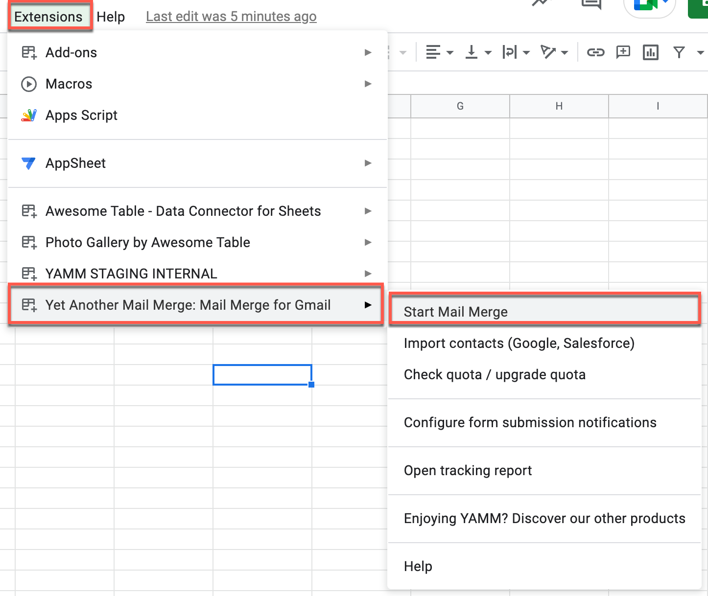 Send yamm mail merges from multiple accounts documentation yet