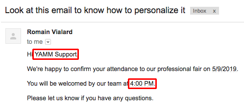 Personalize email result
